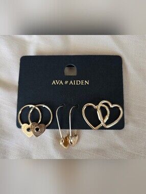 Ava & Aiden Gold Heart Earring Trio